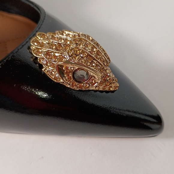 Kurt Geiger London Large Eagle Head Black Patent Leather Slingback Pumps - Picture 10 of 13